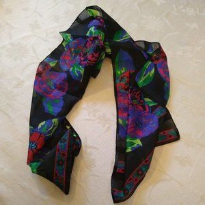 Black Floral Scarf